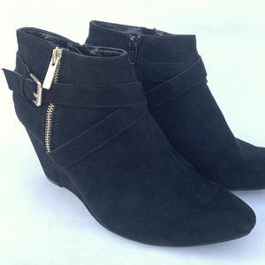 Mossimo Faux Black Suede Wedge Booties 11 M